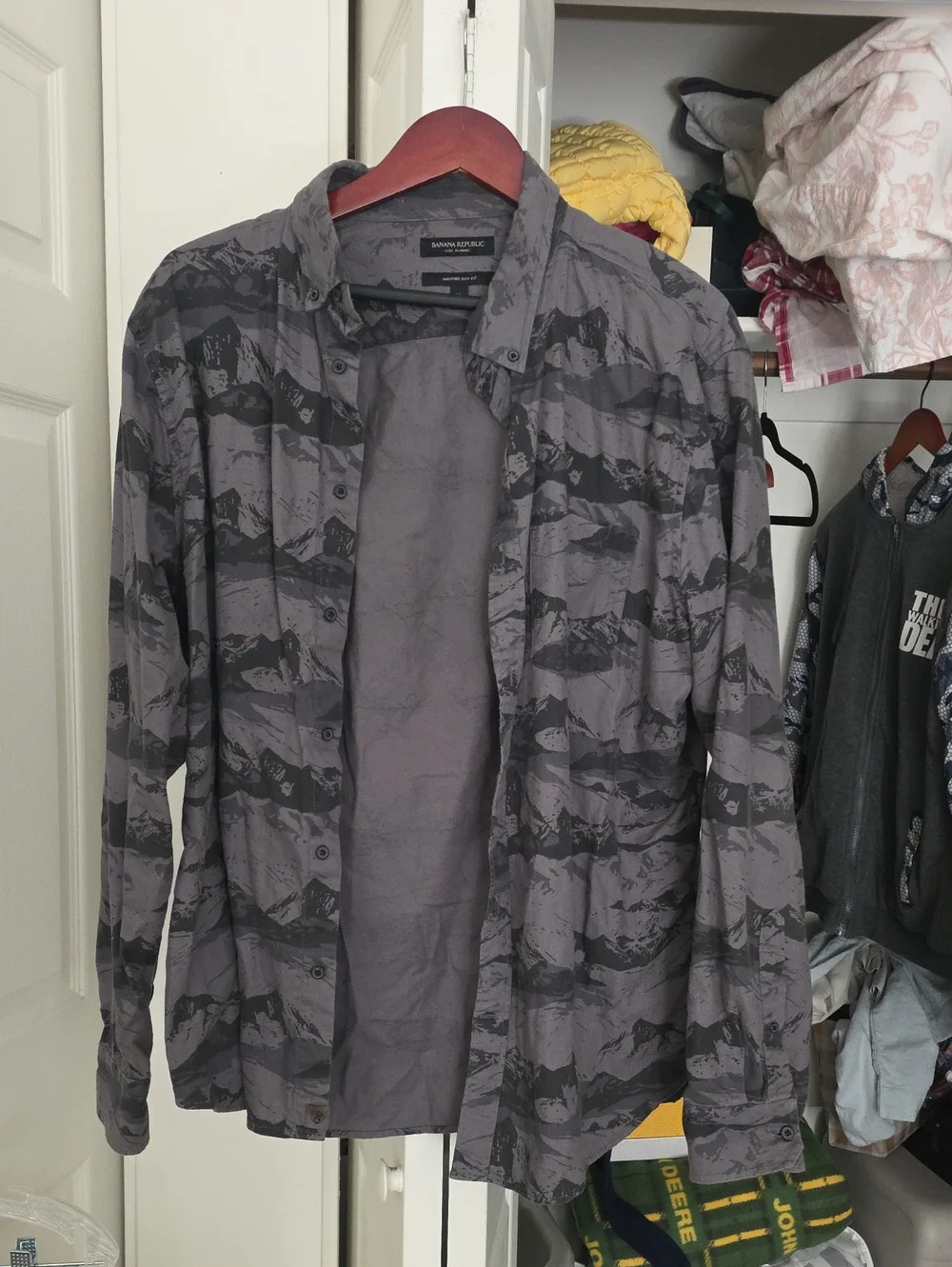 Banana Republic Men's Gray Patterned Shirt Jacket